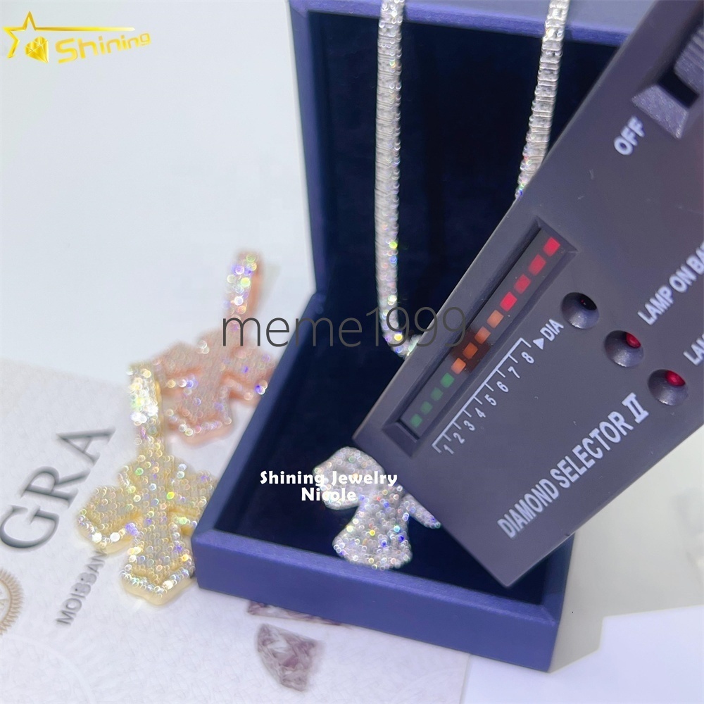 Fine Jewelry 925 Silver Baguette Diamond Cross Charms Moissanite Hip Hop Jewelry Mens Moissanite Pendant