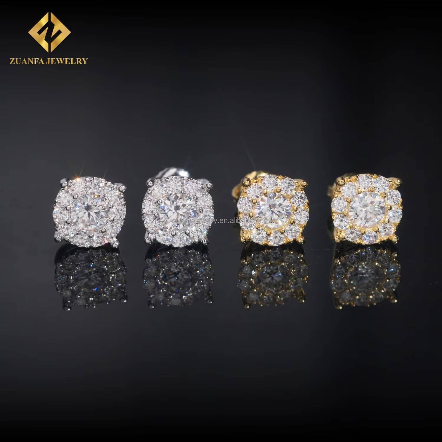 Bulk Stock in USA Warehouse Hot Selling GRA Certificates Screw Back 925 Silver VVS Moissanite Diamond Hip Hop Stud Earrings