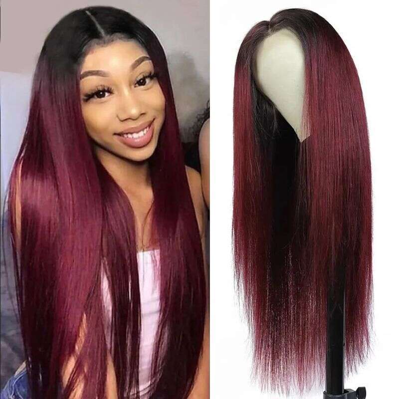 T1b/99J Straight Bury T Front Human Hair Brazilian Remy Omber Lace Frontal Wigs For Women Synthetic wigs
