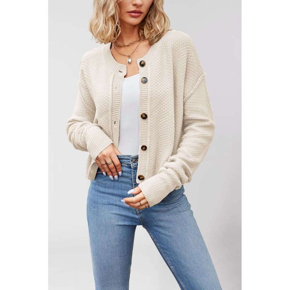 Autumn Winter New Knitted Cardigan Women Women's Clothing Single Row Button Commuter Sweater Coat B5