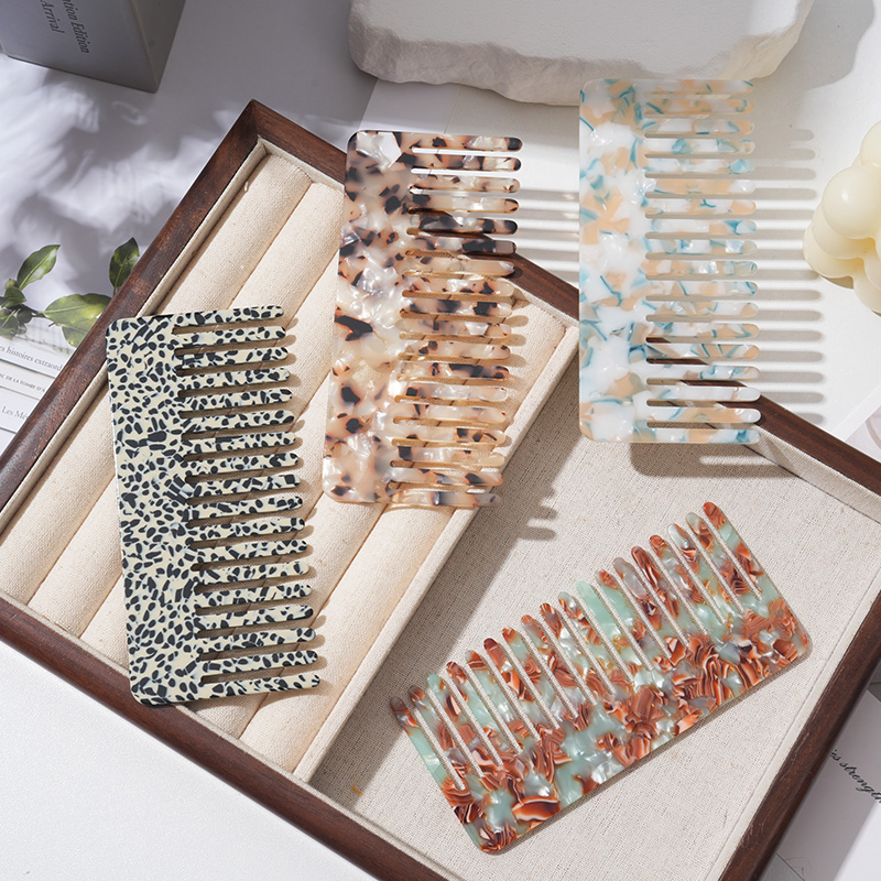 Simple pattern acetate half-round hairbrush