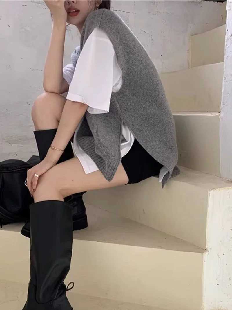 Women Cashmere Vest Sweaters Autumn and Winter Knitted Knitwear Vest Casual Loose Sleeveless Vest for Women XJ250819