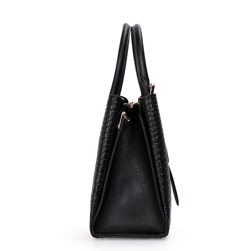 Aidrani Black Tote With Green Accent Chic Contrast Sophisticated Style