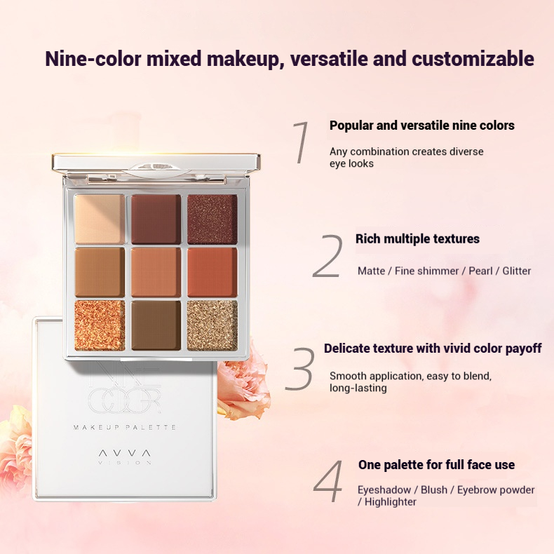 Bestselling Nine-Color Eyeshadow Palette Factory Custom OEM/ODM Processing Earth Tones and Milk Tea Colors Fashionable and Trendy Eyeshadow