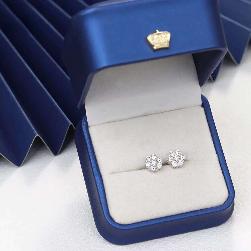 Hot Sale Pass Dia Tester Round Vvs Stud Earring 8mm Flower Hip Earrings Moissanite Jewelry for Men Women