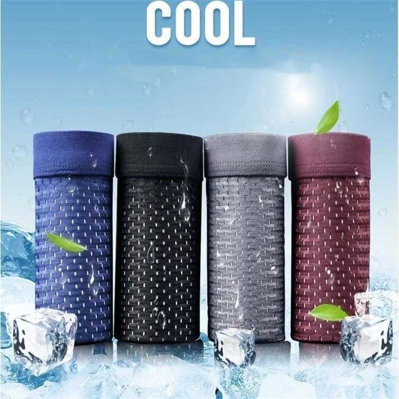 4PcsLot Mens Ice Silk Pantie Underpant Shorts Breathable Underwear Mens Antibacterial Ultrathin Shorts Plus Size L-5XL W250819