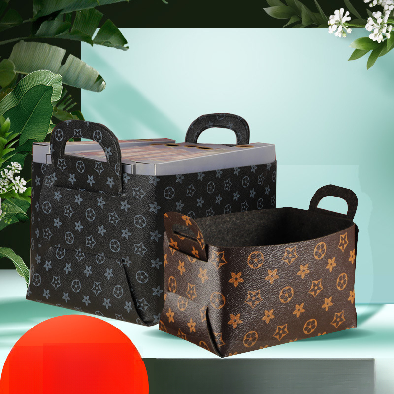 Leather Desktop Box Light design Nordic Style Cosmetic Basket Entryway Organizer Coffee Table Living Room Storage Bin