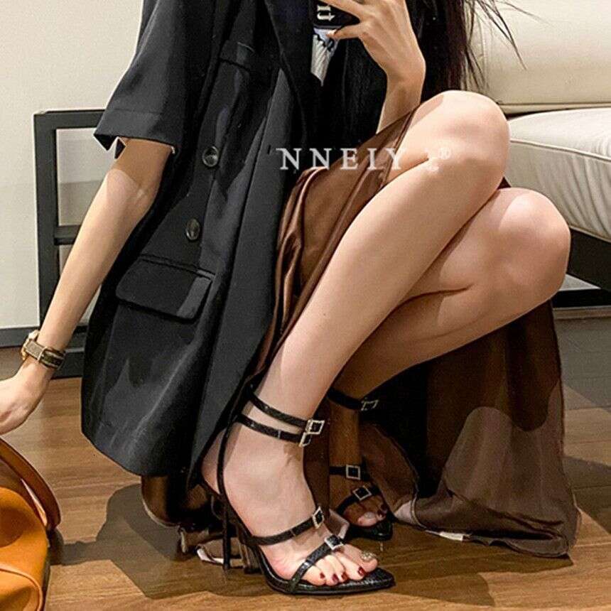 Designer Shoes 35-42 Plus Size 2025 Spring Summer New Style Elegant Rhinestone High One-Strap Sandals Sexy Thin Shoe Heels Women's