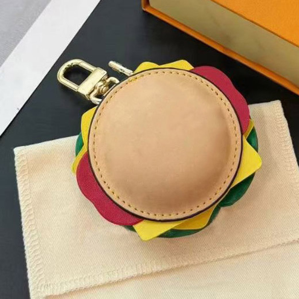 Presbyopia Flower Printed Hamburger & Tortoise & Crab Model Keychain Key Chains Ring Holder Classic Keychains For Porte Clef Gift Men Women Car Bag Pendant Accessories