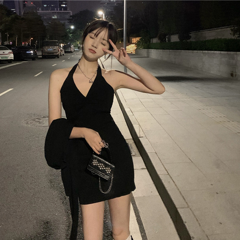 KC156 Hot Girl Sexy Halter Spring Hip Dress