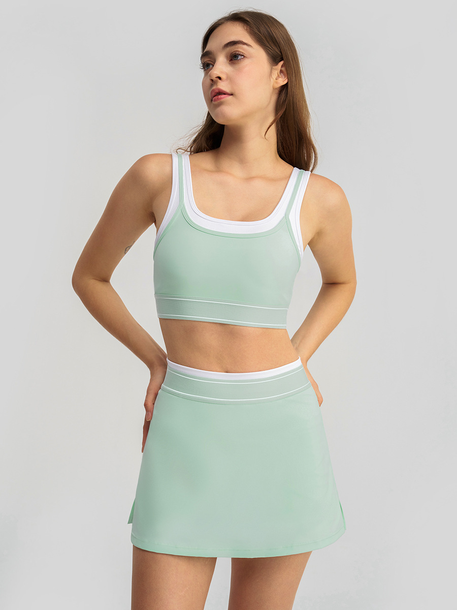 2026 New A1241 Womens Tracksuits Sets Women Gym Clothes 2 Piece Seamless Sports Set Fitness Workout Sportswear Bra And outdoor Tennis Skirt Contrastin