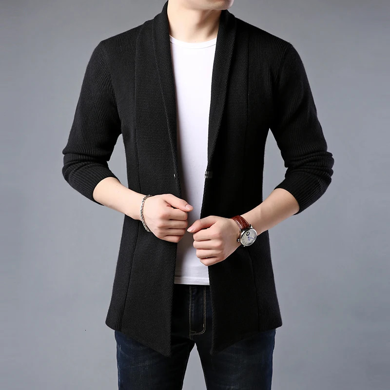 Top Grade Knit Korean Fashion Cardigan Men Sweater Woolen Casual Long Slim Fit Coats Japanese Jacket Clothes 250819