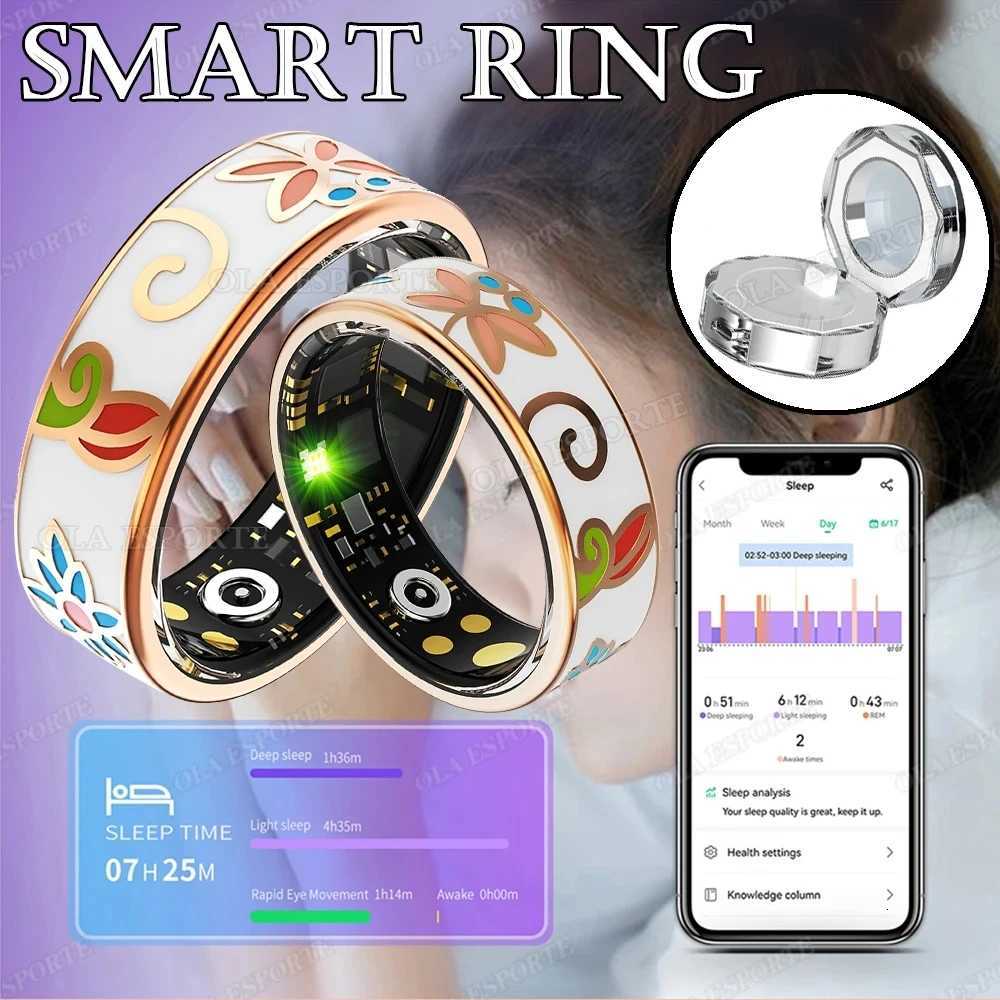 18 Color Enamel Fashion Women Smart Ring Female Stainless Steel Intelligent Finger Ring Lady IP68 Waterproof Fitness Tracker W250819