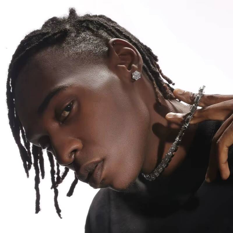 DE Cluster Flower S925 VVS Moissanite Earrings Men Hiphop 925 Sterling Silver Moissanite Stud Earrings with GRA Certificate