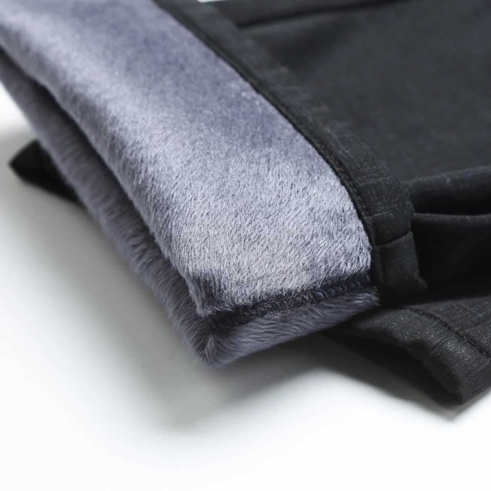 Winter New Mens Warm Casual Pants Business Fashion Fleece Thick Plaid Trousers Office Stretch Pants Male Brand Clothing W250819