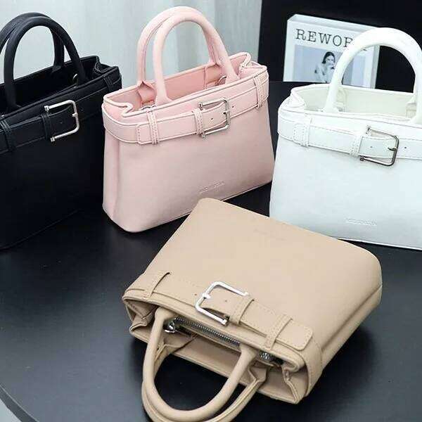 Korean Retro Handbag For Women Vintage Elegant Shoulder Bag Stylish Work Commute Crossbody Purse Minimalist Leather Tote