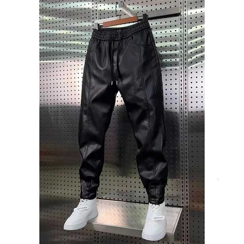 Leather Pants Mens Hip Hop Harem Loose Trousers Outdoor Jogger Sweatpants Luxury Elastic Waist Waterproof Mens Pants W250819