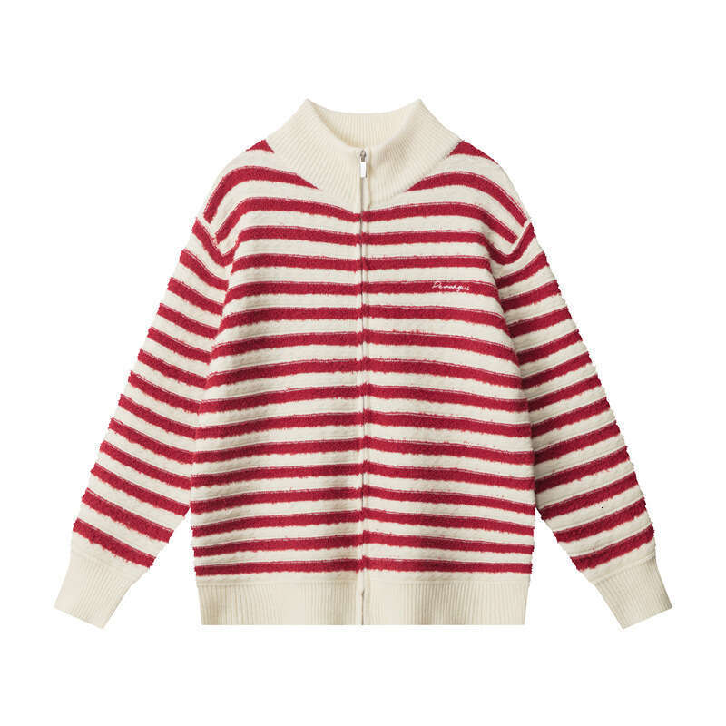 Autumn Winter Striped Sweater College Style Soft Lazy Unisex Knitted Cardigan B3