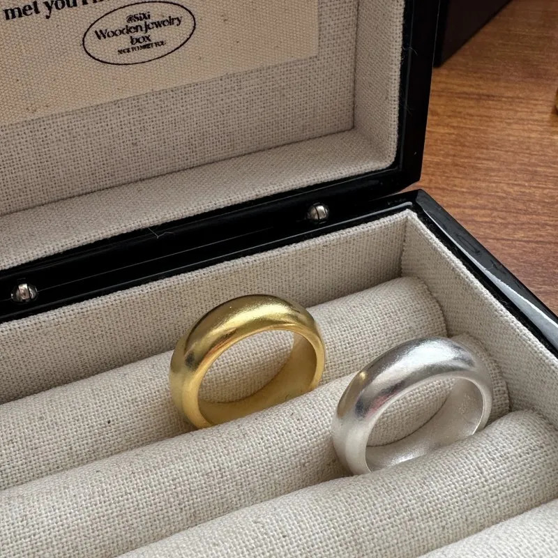 S925 Sterling Silver Heavy industry loach back plain ring with niche simple and fashionable stackable matte ring 250815