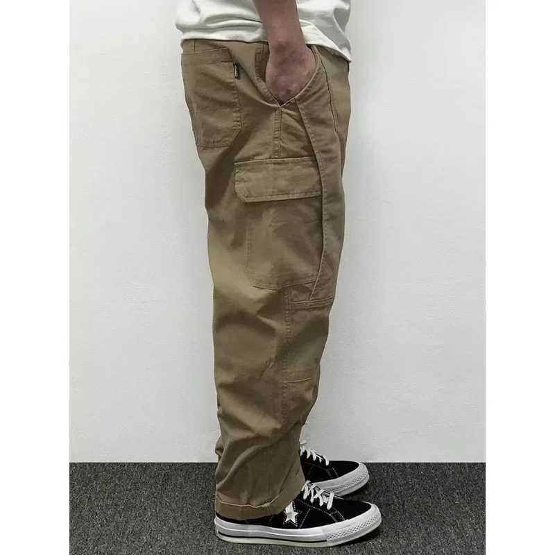 2024 Spring New Mens Pants Multi-Pocket Cargo Pants Vintage Solid Color Simple Loose-Fit Casual Pants W250819