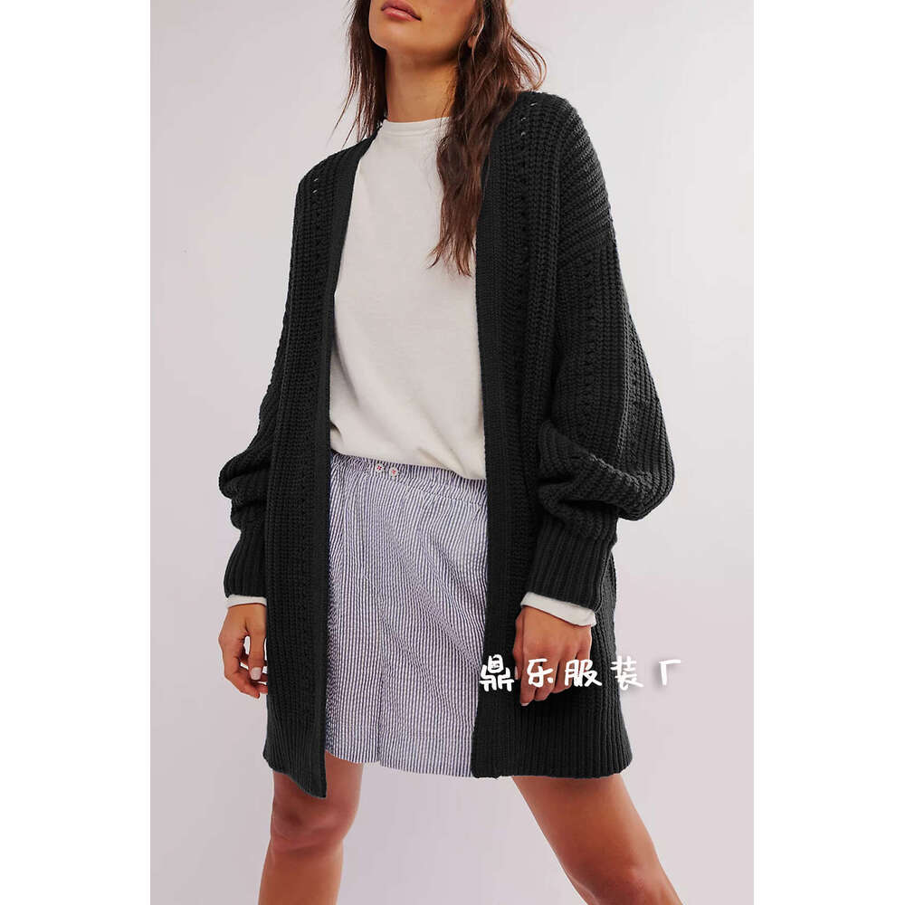 Autumn Winter Women's Clothing Temu New Loose Plus Size Knitted Cardigan Pocket Jacket For Women B5