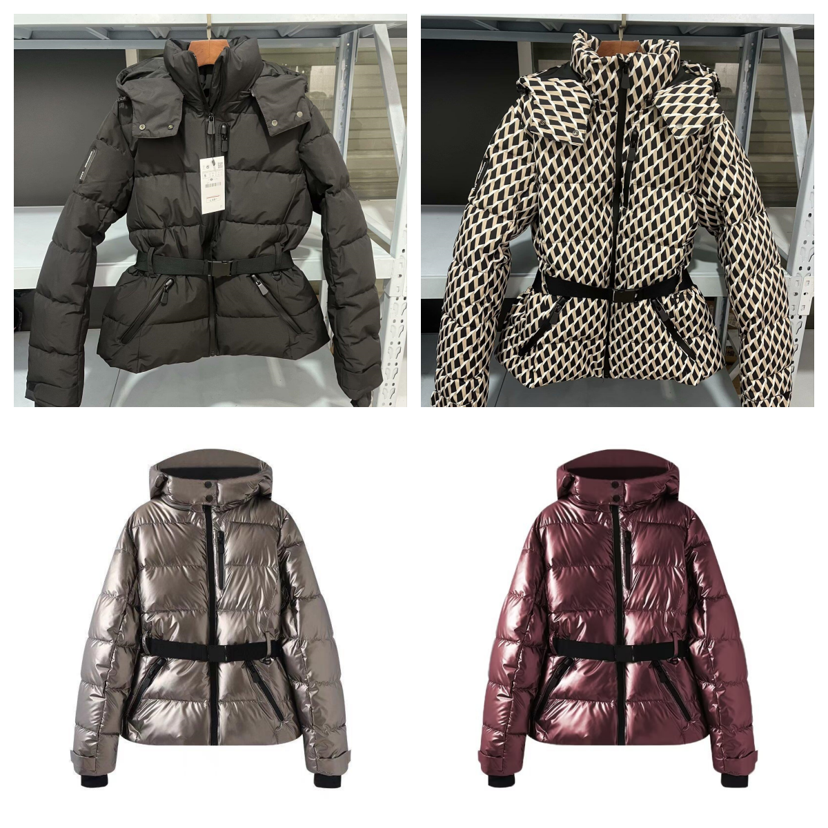 Belt Hoodie Cotton Jacket Ski Jacket Autumn/Winter Women's Down Jacket European and American Style
