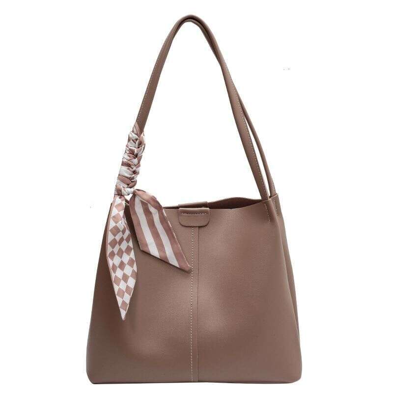 2024 New Single Shoulder Large Capacity Mother and Child Women's Trendy PU Leather Urban Minimalist Tote Bag