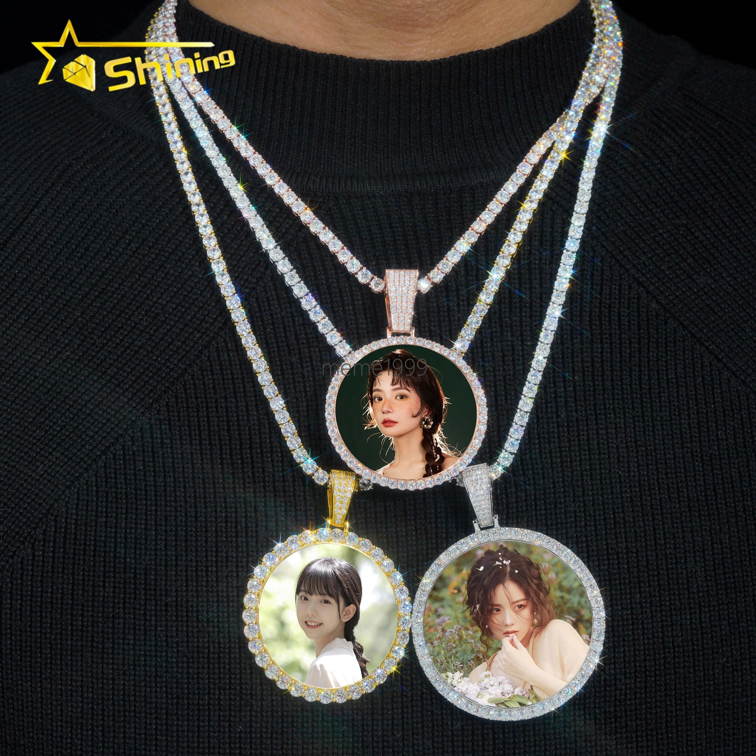 Custom Solid 925 Sterling Silver Pass Diamond Tester Iced Out Hip Hop VVS Moissanite Picture Pendants