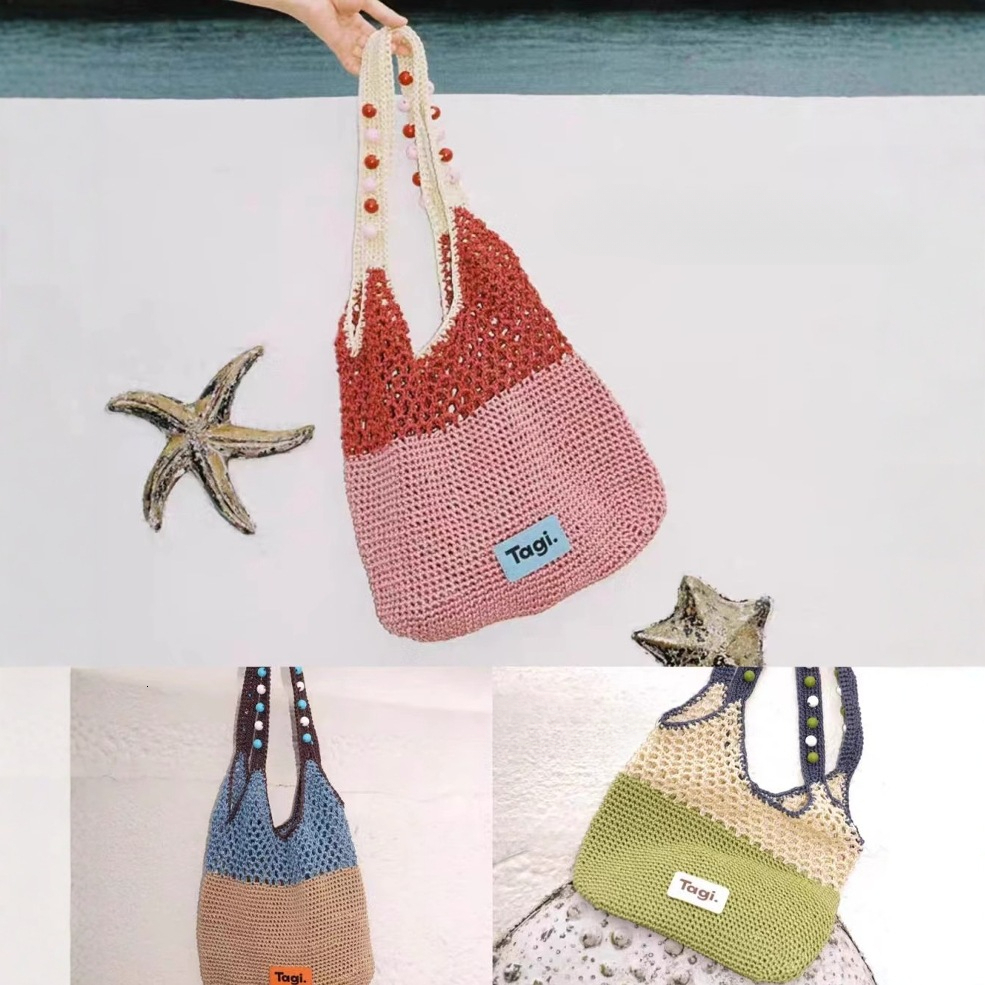 2025 Autumn New Handmade Wooden Bead Handbag Commuter Color Block Single Shoulder Woven Bag Women's Crossbody Bag Designer Bag Women's Shoul