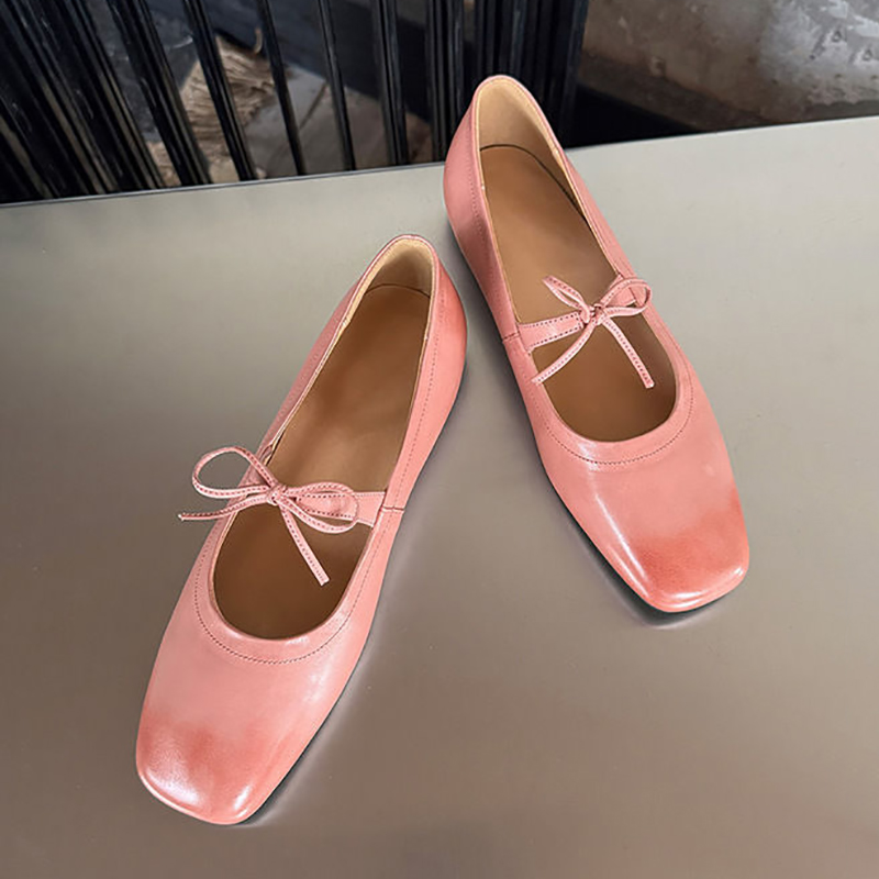 designer shoes flat heels loafers womens elegant square head fashion green pink soft-soled durable daily mary jane shoes size 35-40