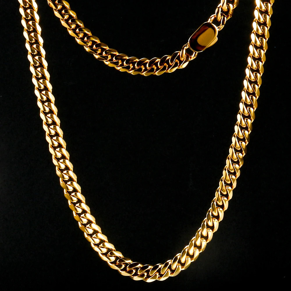 8mm12mm Hip-Hop 316L Stainless Steel Necklace For Men Women Golden Curb Cuban Link Chain Golden Bracelet Fashion Jewelry Gift 250815