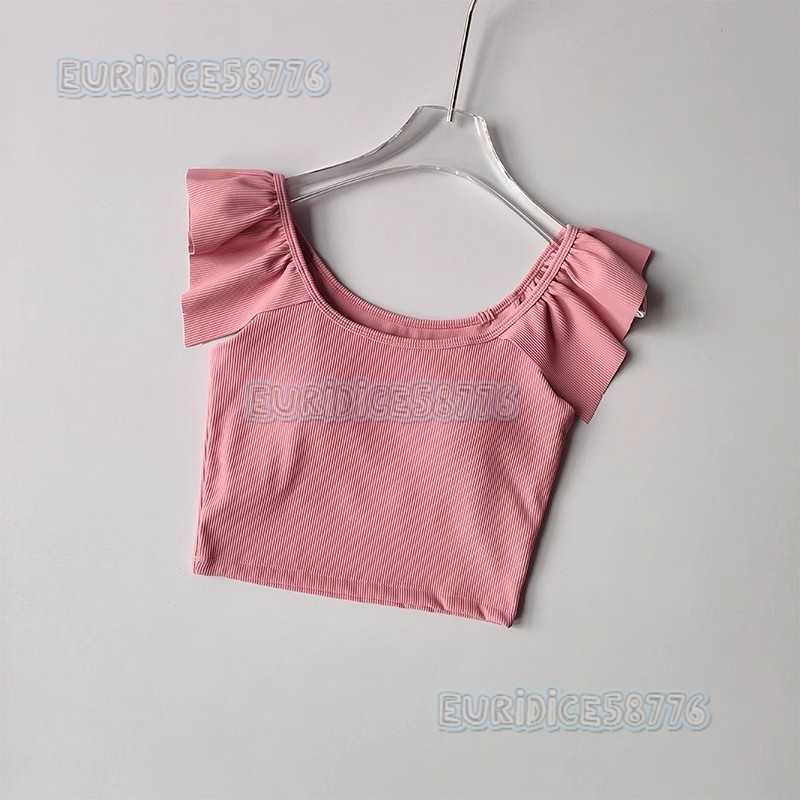 New Short Sleeve Yoga Top with Flying Sleeves Quick-dry Breathable Slimming Short Fitness Wear with Chest Pad Suitable for Outerwear and Pilates H2508