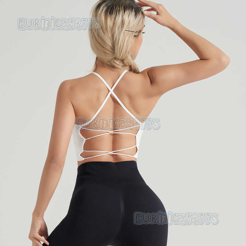 Spring Summer Barely There Yoga Tank Top Breast Collection Sports Bra Buckle Shock Absorption Cross Back Fitness Bra H250819