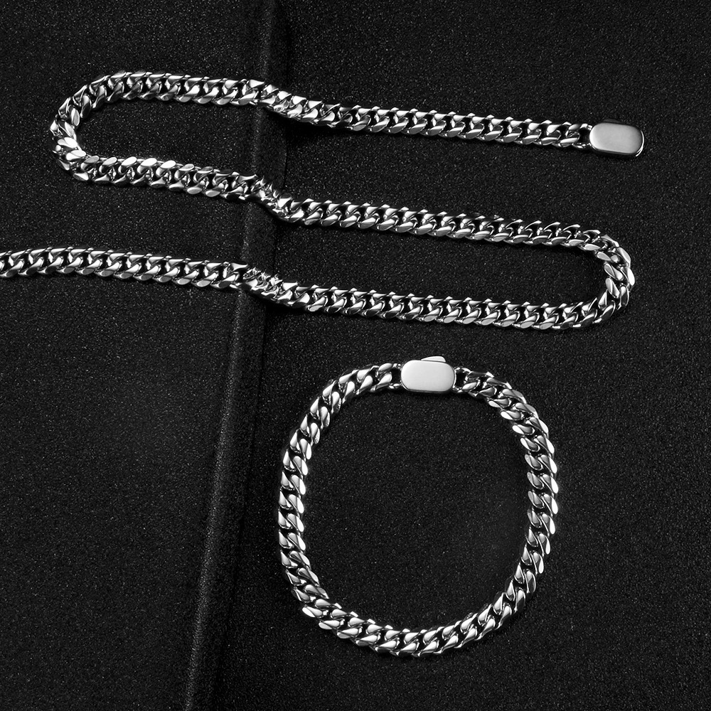 8mm12mm Hip-Hop 316L Stainless Steel Necklace For Men Women Golden Curb Cuban Link Chain Golden Bracelet Fashion Jewelry Gift 250815