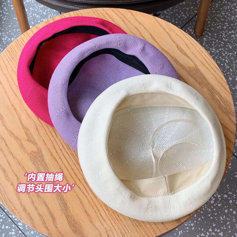 Summer Thin Breathable Cotton Yarn Beret Girls Versatile Korean Version Solid Color Painter Hat Fresh Literary Bud Hat 250819