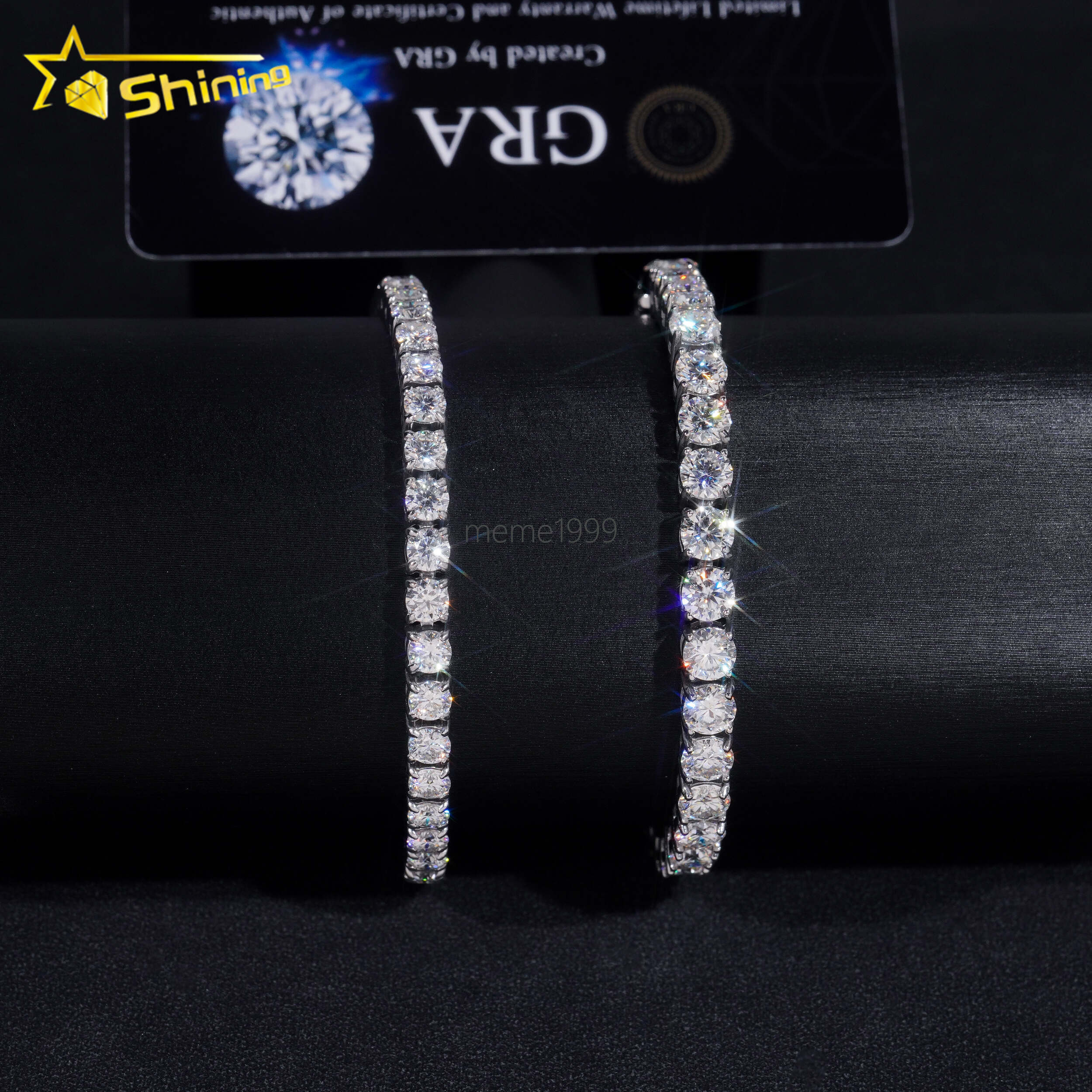 Drop Shipping GRA Certificated Sterling Silver Tennis Bracelet 3mm 4mm Vvs Moissanite Tennis Bracelet Necklace with Free Earring