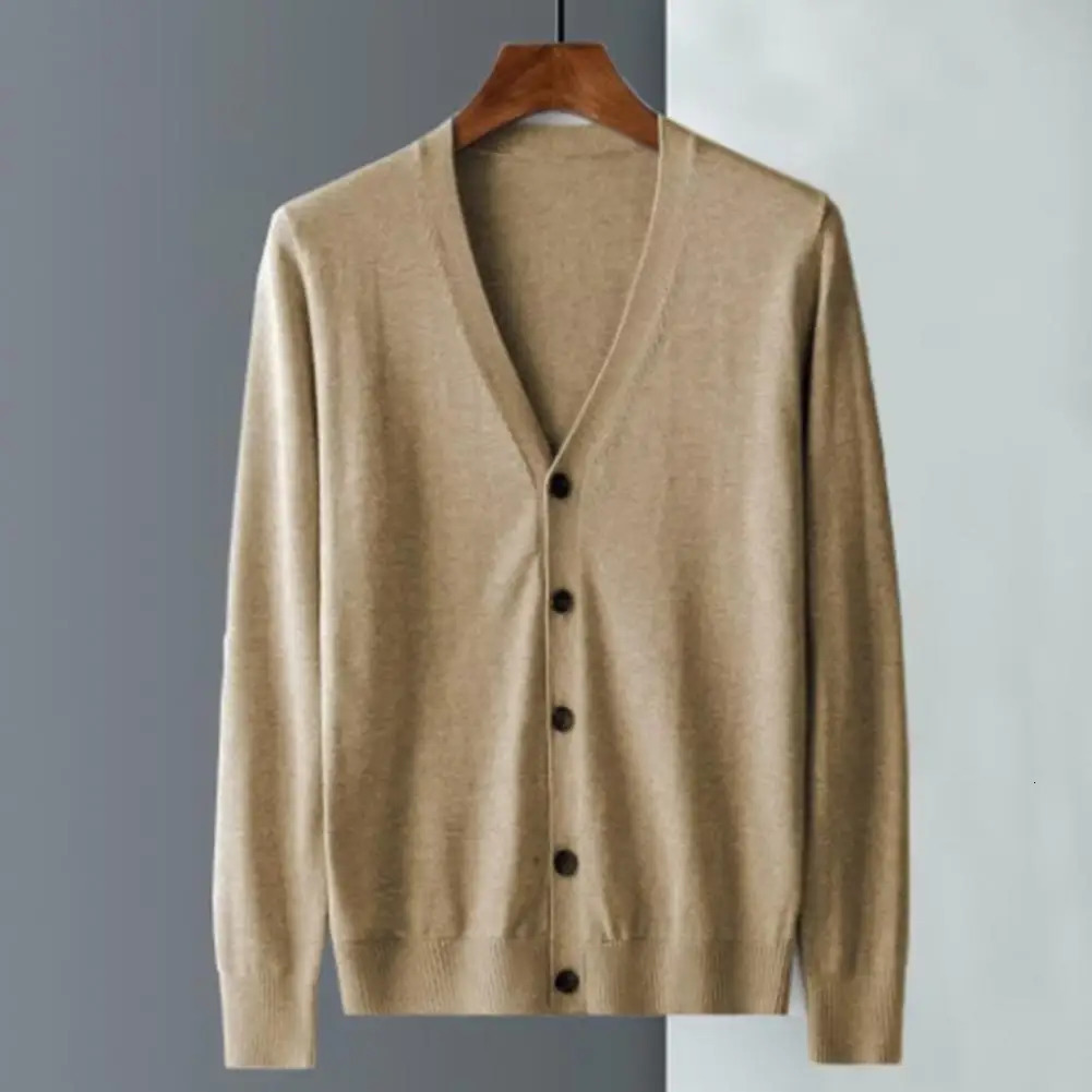 Men Knitted Cardigan Mens Sweater Business Casual Classic Vneck Solid Color Korean Fashion Vest 250819