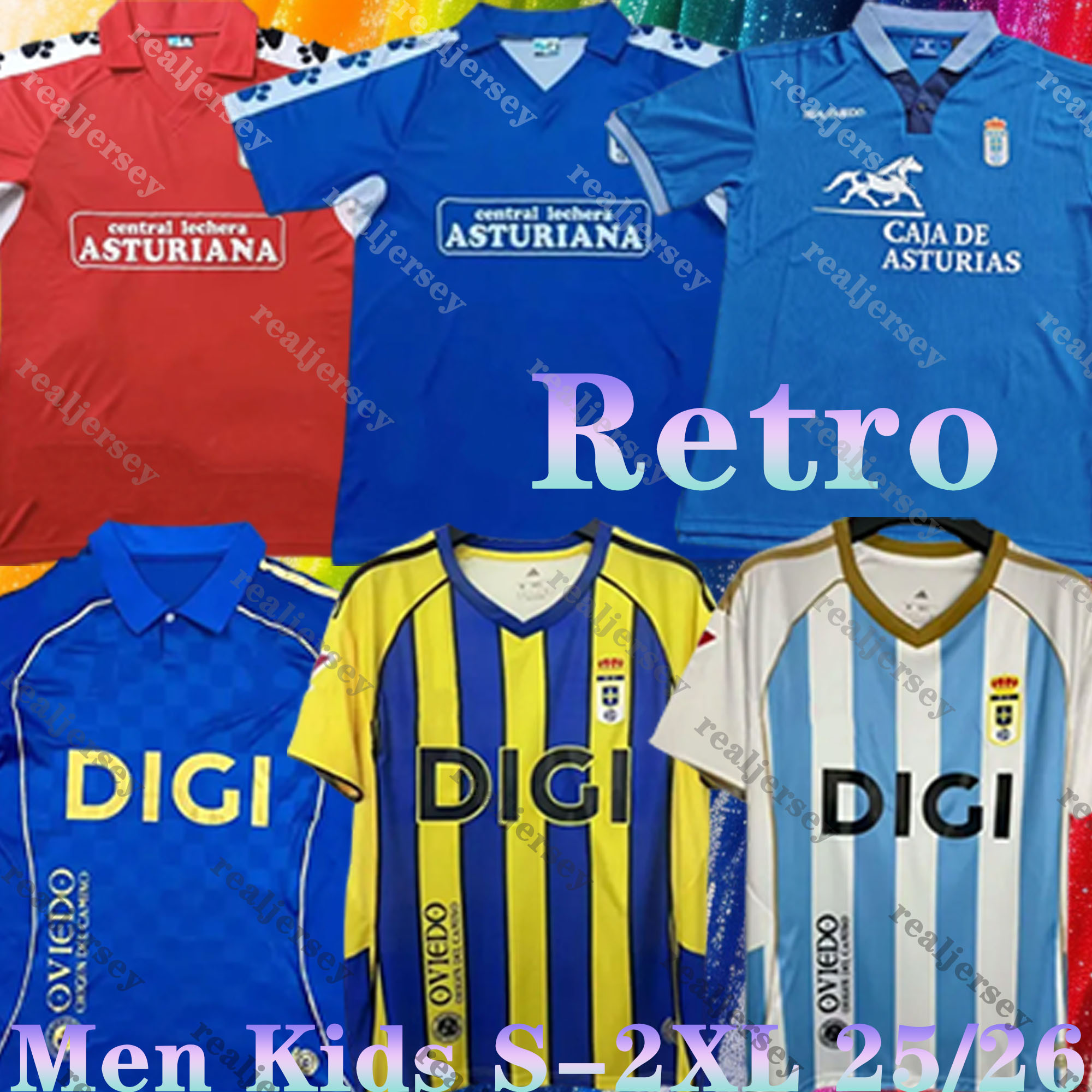 Yoga Outfit 25 26 Real Oviedo Mens Soccer Jerseys Retro 90 91 96 97 Jimmy Javi Mier Borja.S S.CAZORLA Daniel Aceves Home Blue Away 2025 2026 men kids kit Football Shirt