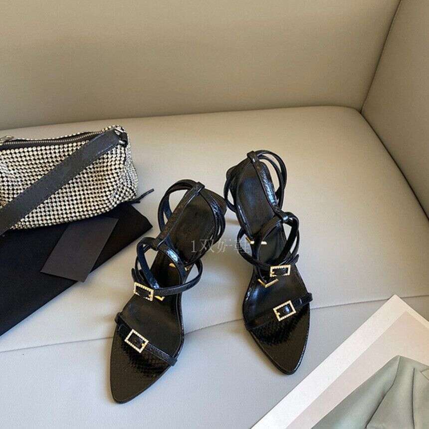 Designer Shoes 35-42 Plus Size 2025 Spring Summer New Style Elegant Rhinestone High One-Strap Sandals Sexy Thin Shoe Heels Women's
