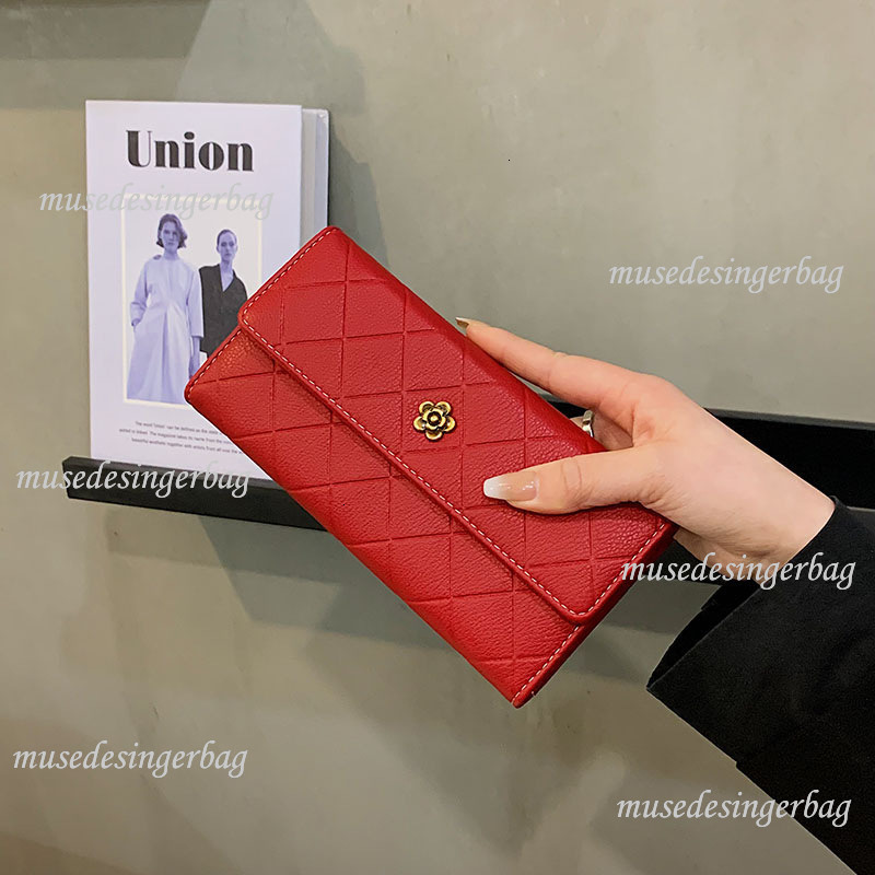 Luxury Brand Designer Purse Camellia Long Wallet For Women 2025 New Korean Style Fashion Coin Purse Large Capacity Fold Clutch For Women