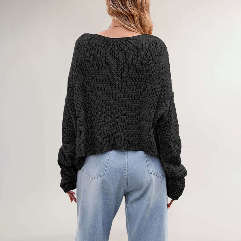 Autumn Winter New Women's Round Neck Twisted Rope Cable Knit Loose Plus Size Sweater B5
