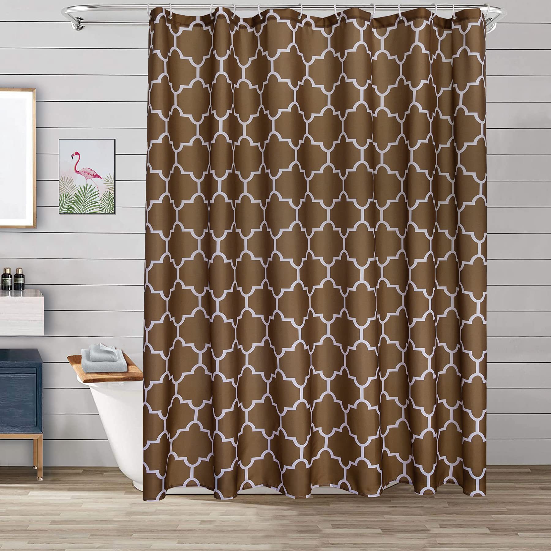 YL-36951 Manufacturer Spot Digital Printed Fabric Shower Curtain Waterproof Thickened Bathroom Partition Curtain with Hook