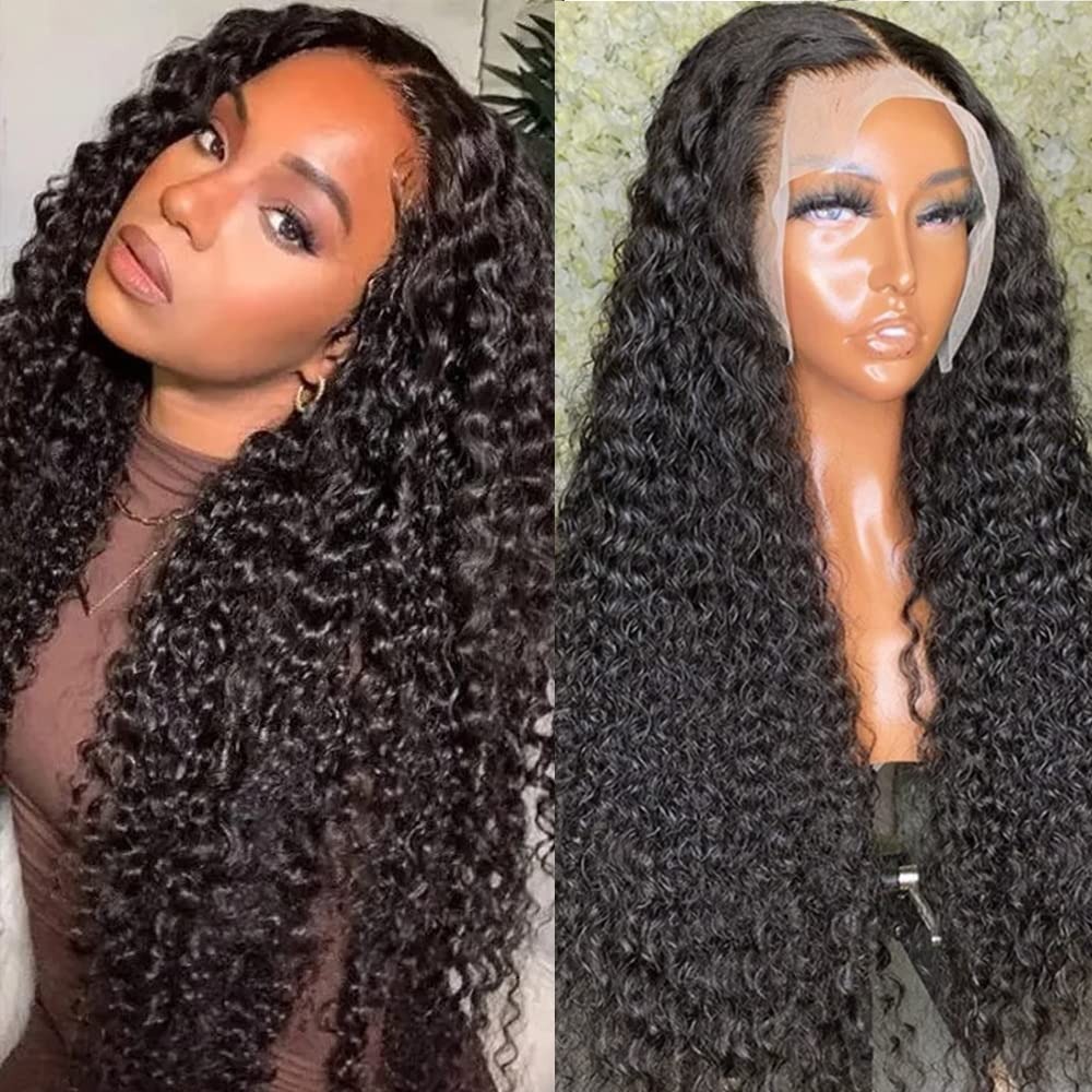 28 Inch Deep Wave Lace Front Wigs Human Hair 180% Density 13x4 Hd Transparent Lace Deep Curly Wigs For Women Pre Plucked with Baby Hair