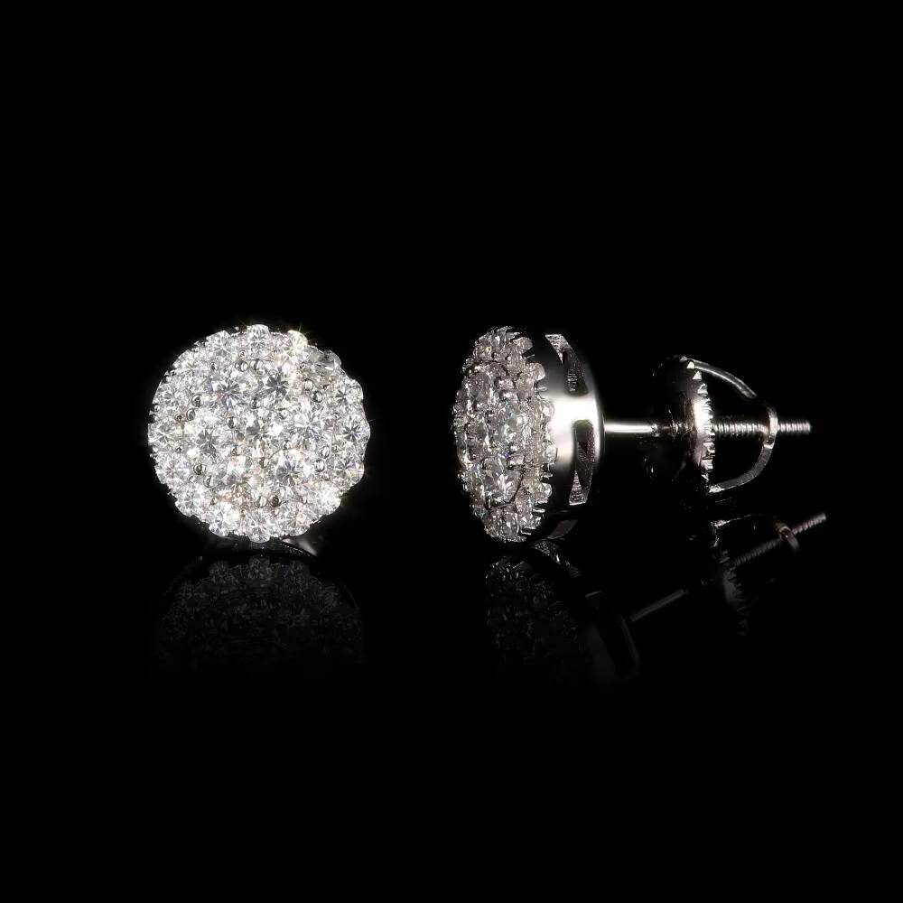Earrings D Color VVS Moissanite Lab Diamond 925 Sterling Silver Stud Earrings Iced Out Vintage Style for Men Women