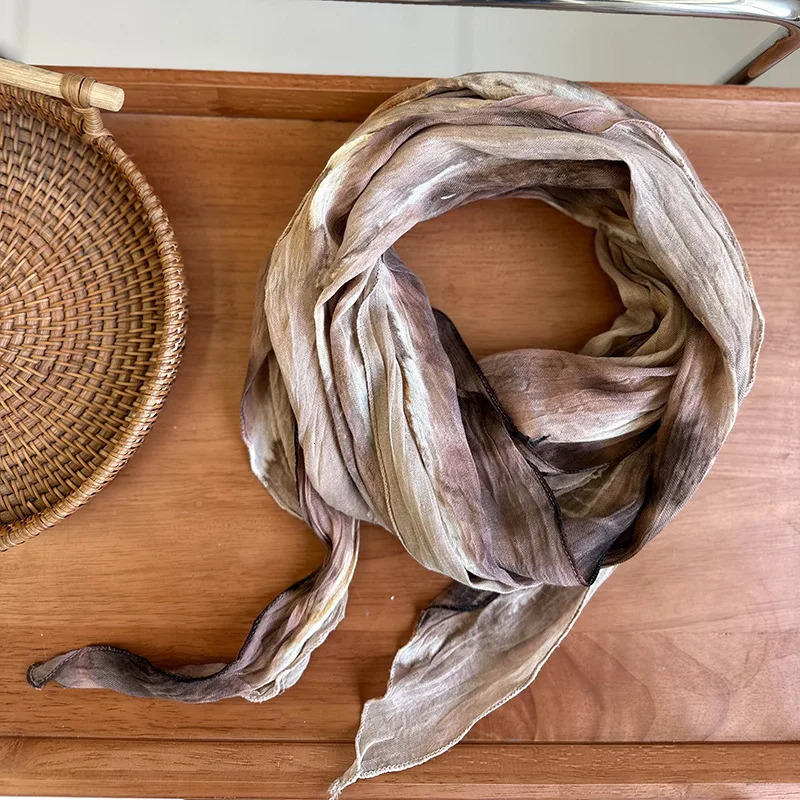 Tie-dye Cotton and Linen Scarf Literary Style Thin Spring and Summer Shawl Clothing Outer Shawl Retro Fashion Trend 250818