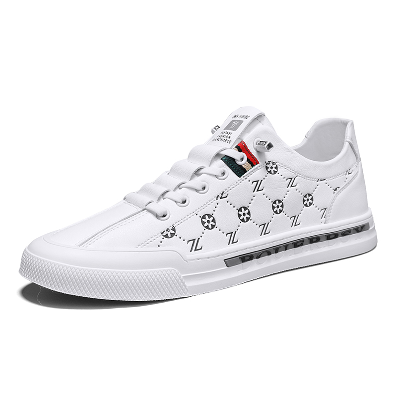 Men's summer fashion sneakers 2025 new genuine leather white shoes for lazy people, men's breathable versatile soft sole leisure trend