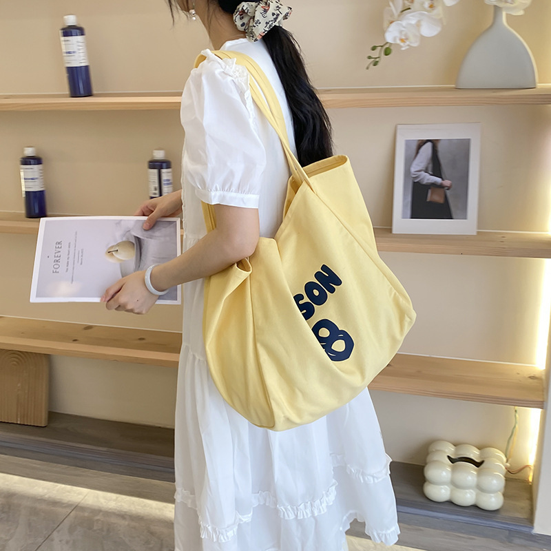 2025 Autumn Dopamine Color Series Canvas Bag Large Capacity Easy Handbag Japanese Handbag Shopping Bag Women's Crossbody Bag Women's Shoulde