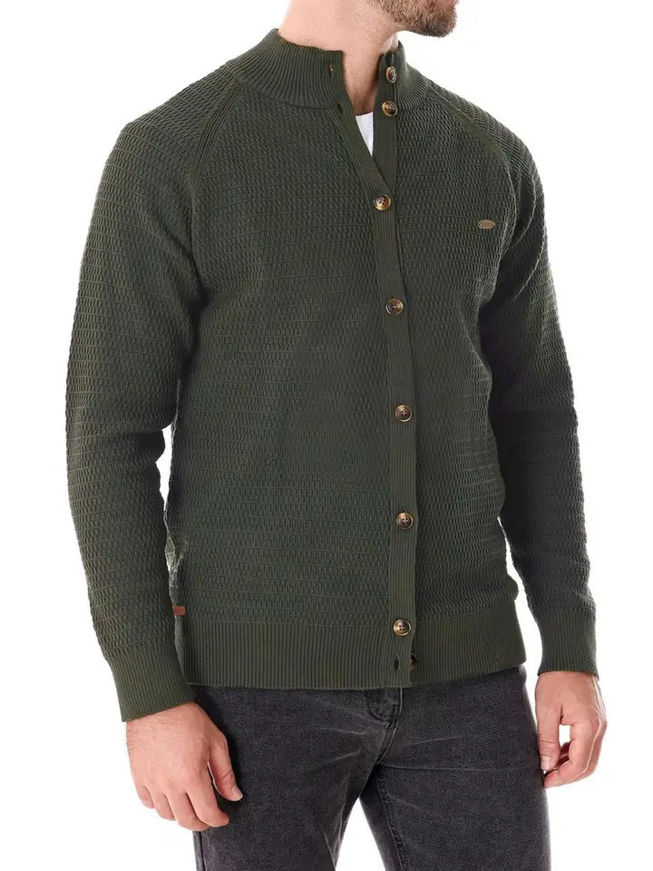 Knitted Mens High Quality Button Mock Neck Sweater for Men Winter Fashion ner Cardigans top 250819