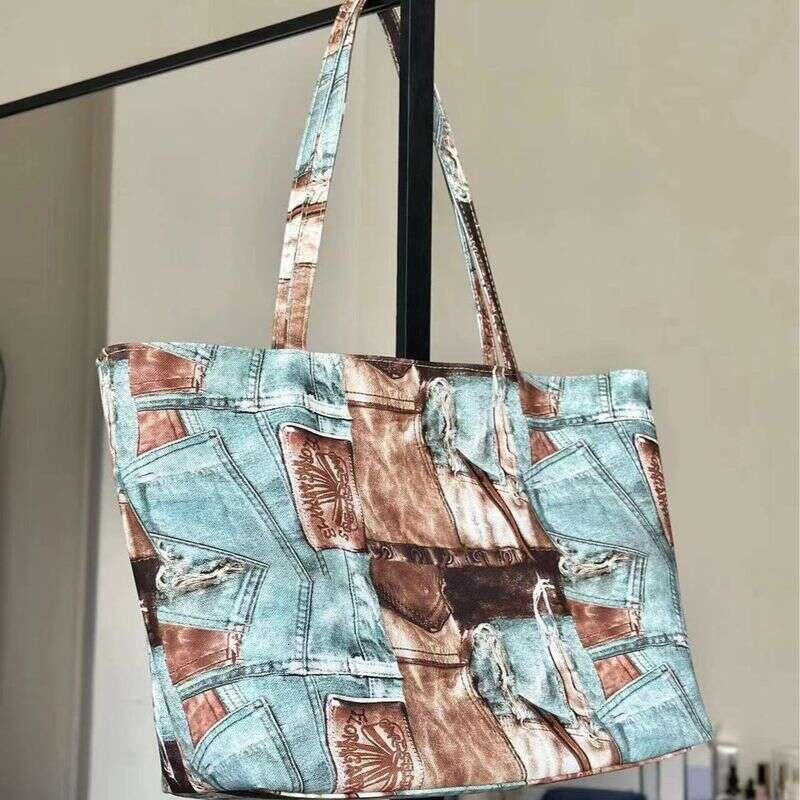 OLOEY 2025 New Splicing Handbag, Large Capacity, Niche Design, High-end Sense, College Class Ladies Shoulder Bag