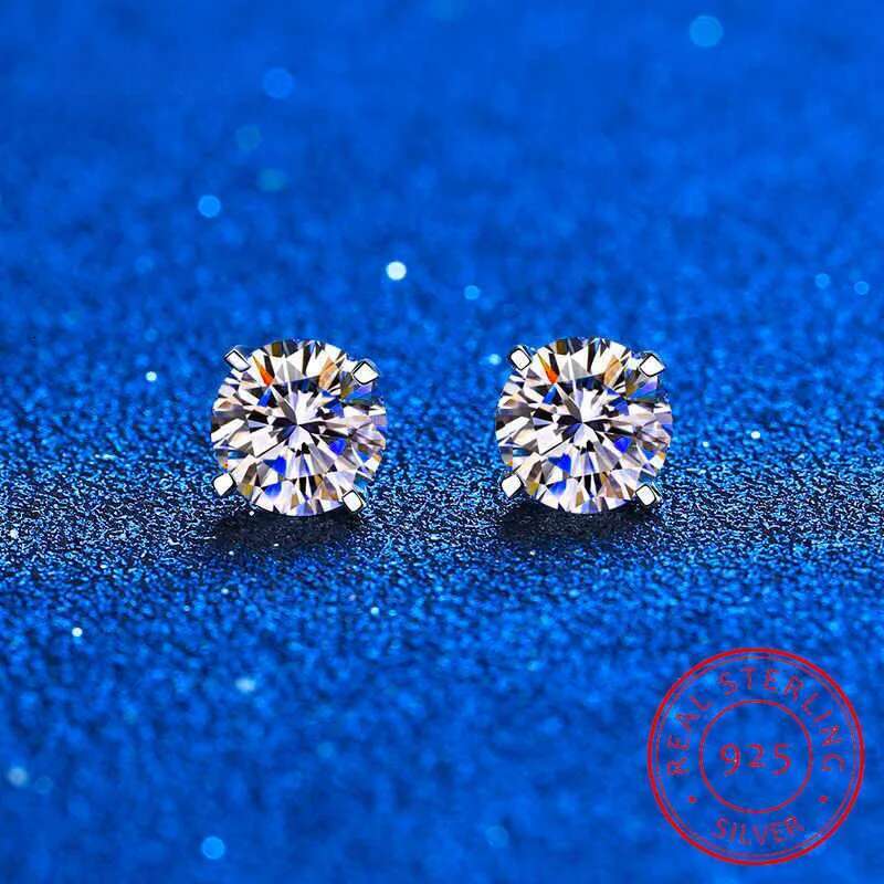 Charm Certified 2ct D Color Moissanite Studs Earrings for Women White Gold S Sterling Sier Brilliant Lab Dia Earring AA230311